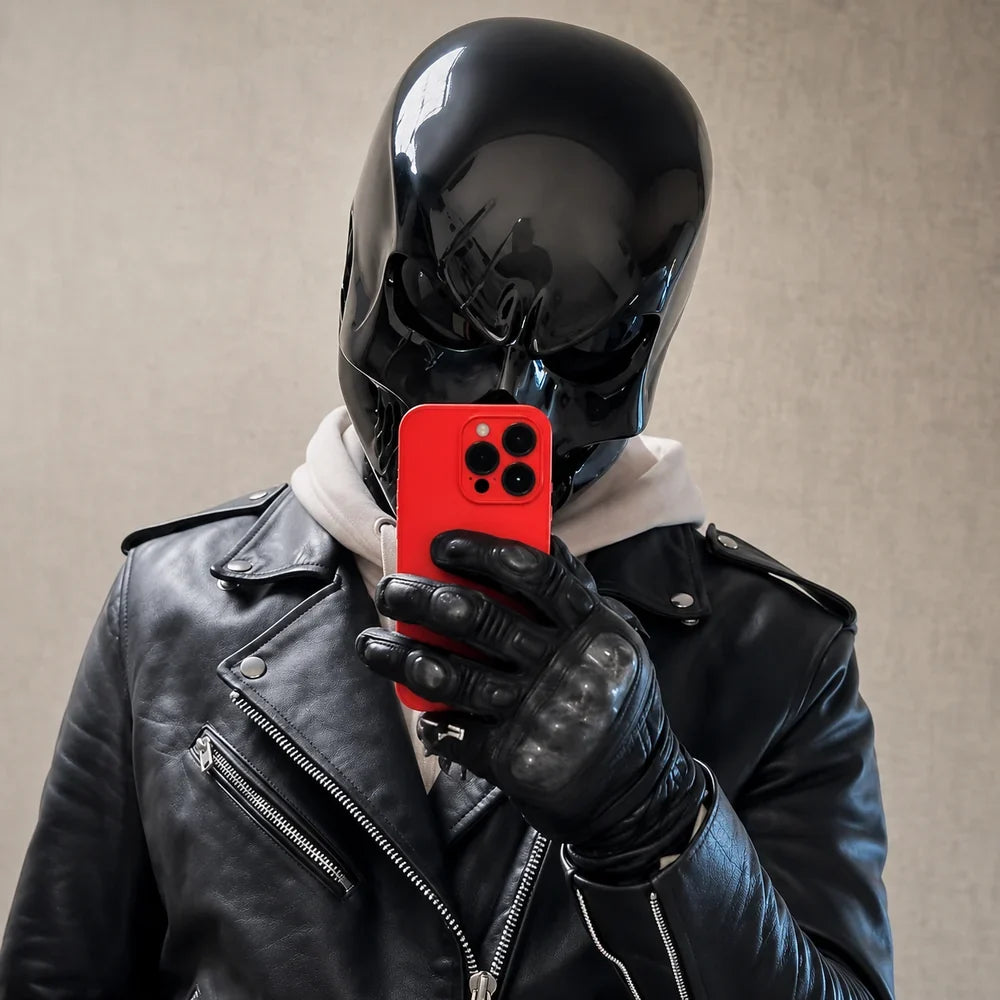 Motorcycle Helmet With a Skull Design