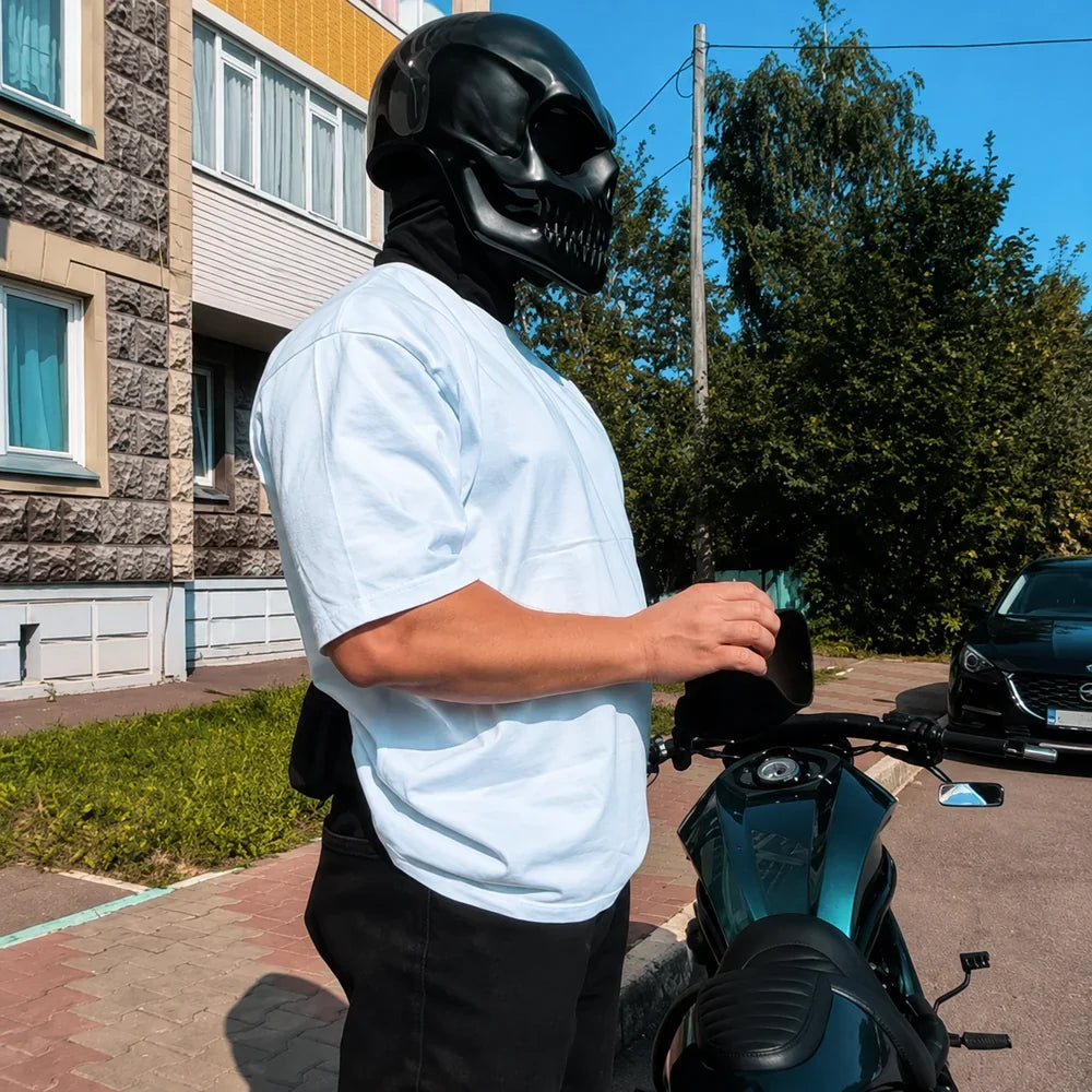 Motorcycle Helmet With a Skull Design