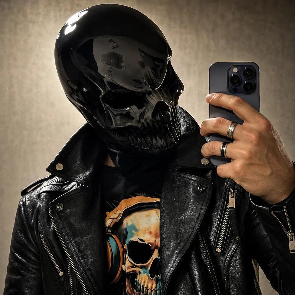 Motorcycle Helmet With a Skull Design